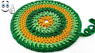 HOW TO MAKE ROUND DOORMAT AT HOME DOOR MAT MADE WITH OLD CLOTHES AND COTTON DIY [upl. by Janetta]