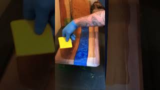 Creating a Beautiful Blue River UltraClear Epoxy Charcuterie Board [upl. by Shanleigh516]