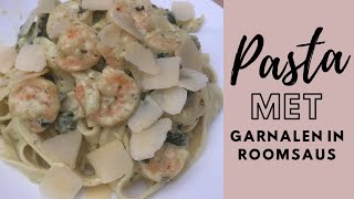 Pasta met garnalen in roomsaus [upl. by Annaeoj]