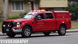 BRAND NEW Bedford Fire Department Car 4 Medic 2 Engine 4 Squad 1 and BPD Car 8 Responding [upl. by Eicart985]