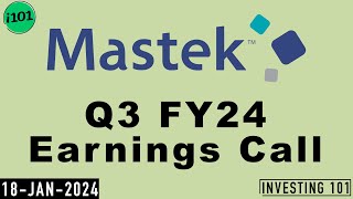 Mastek Q3 FY24 Earnings Call  Mastek 2024 Q3 Results  Latest News [upl. by Marr]