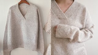 Free pattern  Haru V neck sweater for beginners part 1 [upl. by Gaile]