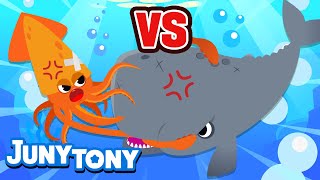 Cachalote vs Calamar Gigante  ¡Que Gane el Mejor  Animales Marinos  Juny Tony en español [upl. by Haissem]