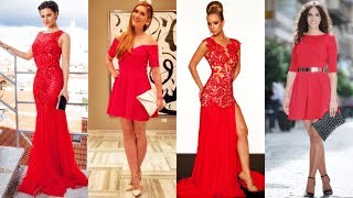 LOS MEJORES VESTIDOS DE FIESTA COLOR ROJO [upl. by Ailero]