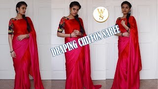 How to drape a chiffon saree  With Love Sindhu [upl. by Nangatrad]