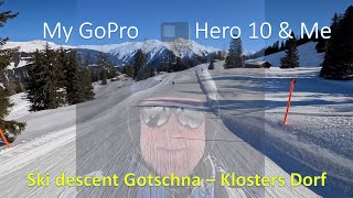 GoPro Hero 10 Ski descent Gotschna  Klosters Dorf Red Piste [upl. by Gorden]