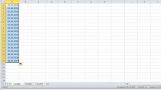 Excel 2010  Datumslisten ohne Wochenenden erstellen [upl. by Anileh]