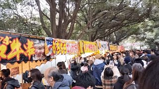 【熱田神宮】新春の神聖な瞬間！熱田神宮で迎える初詣の美。初詣風景と沢山の屋台を堪能してきました。屋台にも名古屋名物が沢山ありました。japanese street foodjapan [upl. by Annaert]