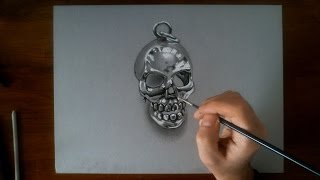 Disegno realistico in time lapse teschio cromato [upl. by Linc]