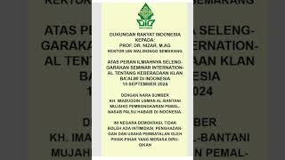 Kita dukung Seminar internasional di UIN walisongo semarang tgl 10 September 2024moga sukses [upl. by Earahs898]