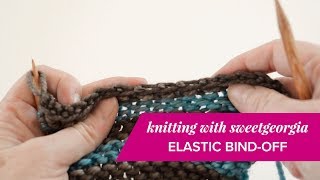 Elastic Bind Off  knitting tutorial by SweetGeorgia [upl. by Aiyram]