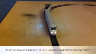 Spur N Fleischmann ICE2 digitalisiert mit LEDBeleuchtung und PantographenBlitzer [upl. by Thadeus450]