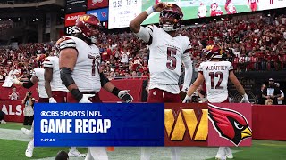 Jayden Daniels continues to EXCEL Commanders dominate Cardinals to improve to 31  Game Recap [upl. by Uolymme]