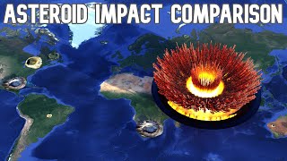 Asteroid impact Size Comparison On The Earth☄️🌎🔥 [upl. by Dnomaid466]