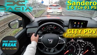 2022 Dacia Sandero Stepway TCe 90 91 PS CITY POV DRIVE with Fuel Consumption [upl. by Ajnotal215]