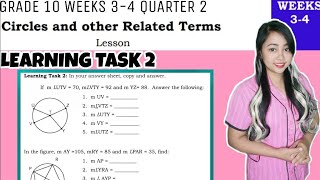 G10CENTRAL AND INSCRIBED ANGLE Learning Task 2 Weeks 34 [upl. by Estas]