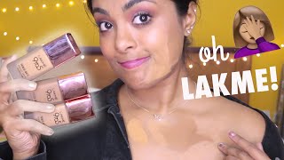 LAKME here we go again 16 shades foundation IN DEPTH Review amp wear test on DARK Indian Skin [upl. by Ahsirak]