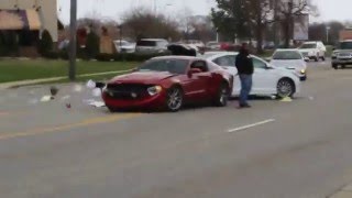 Mustang Crashes leaving Cars and Coffee Chicago [upl. by Seton]