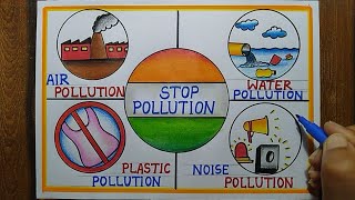 National Pollution Control Day Poster Drawing Stop pollution drawing Types of pollution drawing [upl. by Bedell]