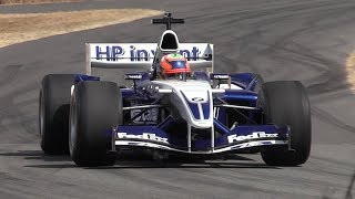 2004 WilliamsBMW FW26 F1 V10 w Aggressive TC Sound driving up Goodwood Hillclimb [upl. by Brezin]