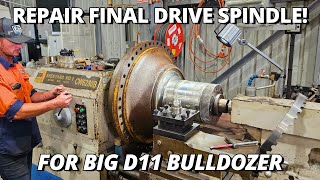 Repairing Final Drive Spindle for BIG D11 Bulldozer  Machining amp Drilling [upl. by Adnuahsor]