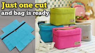 ⭐New Trick  Lunch box bag making at home bag cutting and stitching box pouch DIY makeup pouch [upl. by Wellington]