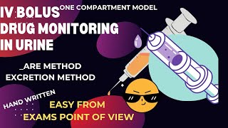 Monitoring drug in urine ARE method and rate of excretion method IV bolus one compartment model [upl. by Lirbaj]