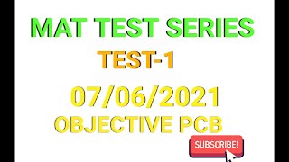 OBJECTIVE PCB MAT TEST SERIESTEST1 [upl. by Hashim]