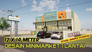 Desain Minimarket Toko 12x14 meter 1 Lantai [upl. by Hammond]