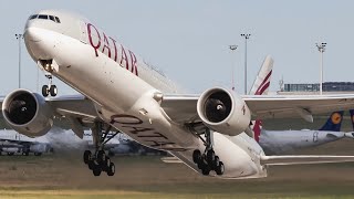 Impossible Landing Qatar Air Boeing 777 at Montijo Airport [upl. by Nabala352]