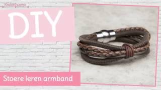 DIY sieraden maken met Kralenhoekje  Stoere leren armband met magneetslot [upl. by Jeni680]