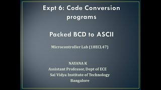 Program 6a BCD to ASCII ConversionMicrocontroller Lab [upl. by Deeraf]