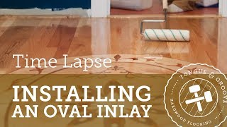 Installing a hardwood floor with large oval inlay [upl. by Wilfrid]