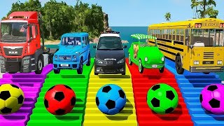 TRANSPORTING PIXAR CARS amp FRUITS WITH COLORED amp JOHN DEERE vs CLAAS vs TRACTORS  BeamNGdrive 962 [upl. by Eelymmij945]