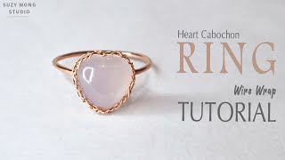 Heart Cabochon Wire Wrapped Ring Tutorial Easy Ring DIY Ring DIY Jewelry How to make [upl. by Tebazile305]