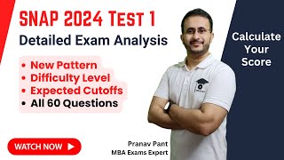 SNAP 2024 Test 1 Detailed Analysis and Question Discussion  Difficulty  Expected Cutoff  MBA Karo [upl. by Ytsirk]