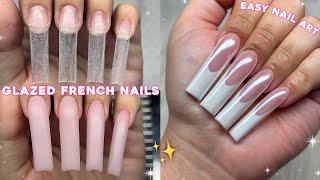 GLAZED FRENCH POLYGEL NAILS✨ BEGINNER FRIENDLY POLYGEL APPLICATION amp EASY NAIL ART  Nail Tutorial [upl. by Mita]