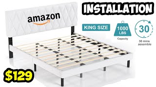 Amazon King Size Bed Frame Assembly Installation stepbystep [upl. by Sicnarf]