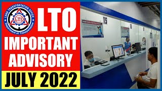 NEW LTO IMPORTANT ADVISORY FOR JULY 2022 [upl. by Gnak]