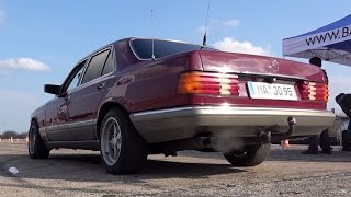 Mercedes 280SE W126 Acceleration 0100 amp Race Sound [upl. by Bayless]