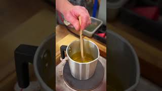 Watch as we melt and pour beeswax into molds creating natural bars perfect for leather craft [upl. by Geehan]