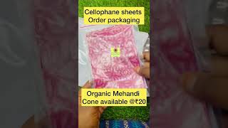 Cellophane sheets order 🛒🛍️🛒🚚 cellophanesheets organic Mehandi cone available DM for order [upl. by Hairahcez]