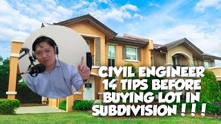 CIVIL ENGINEER TIPS  BUYING LOT IN SUBDIVISION  Mga dapat alamin [upl. by Semmes579]