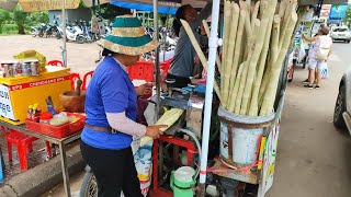 Kamboçya SİEMREAP ta 1 dolara şeker kamışı suyu 070 sente Fıçı Bira içebilirsiniz 🇰🇭 [upl. by Vanden]