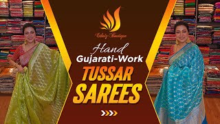 Handcrafted GujaratiWork Tussar Sarees  Elegance in Tradition with Ethnic Boutique [upl. by Hunsinger]