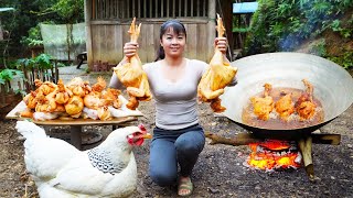 Harvesting Chickens Goes To Market Sell  Fried whole chicken like KFC  New Free Bushcraft [upl. by Wharton]