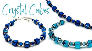 DIY Bead Stringing Bracelet with Crystal Cubes amp Crystal Bicones [upl. by Tower]