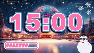 15Minute Winter Countdown Timer with Christmas Music and Falling Snow ❄️ [upl. by Ayikur]