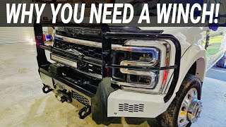 WHY YOU NEED A WINCH and BUMPER on a BIG Pickup Truck [upl. by Broeder]