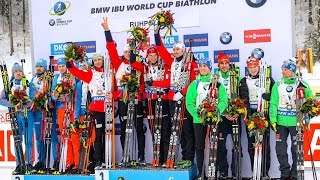 Victory Ceremony Relay Men Ruhpolding  11012017 [upl. by Schechinger]